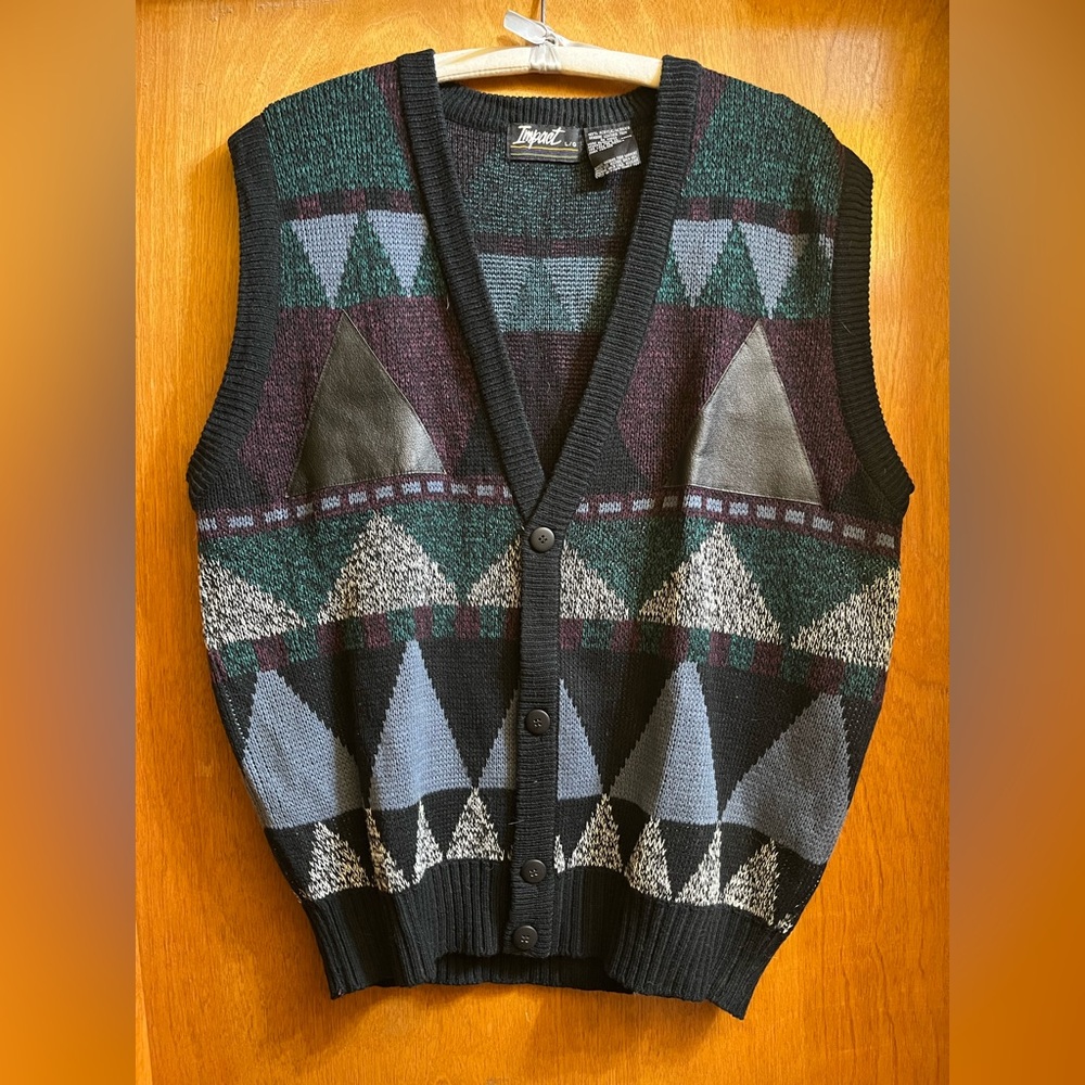 Pact Black and Gray Geometric Vest